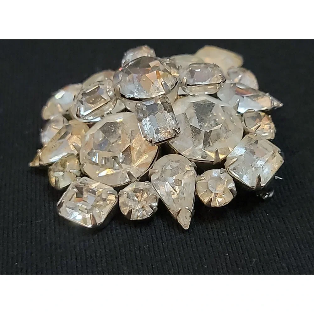 Gorgeous Vintage Aurora Borealis Rhinestone Brooch Pin Jewelry 40's 50's Square